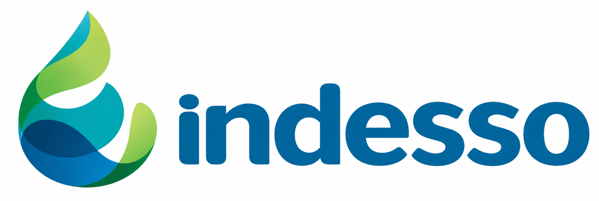 logo indesso dengan emblem daun biru hijau 1